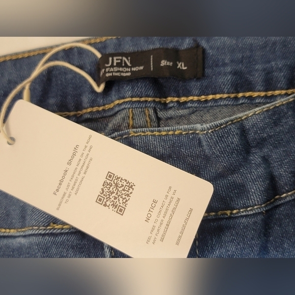 JFN Just Fashion Now Women's XL High Rise Skinny Cuffed Denim Blue Jean - Picture 10 of 11